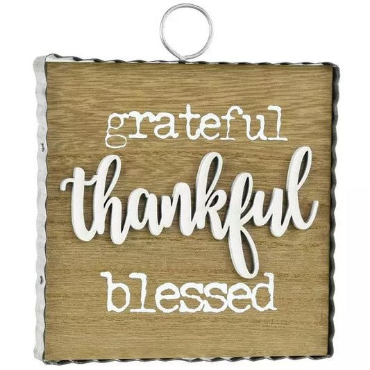 *Sign - Grateful Thankful Blessed Wood & Metal