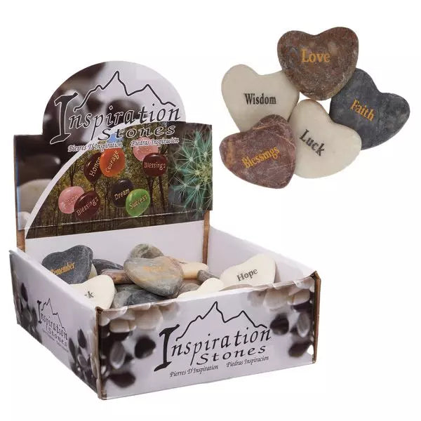 *Engraved Inspirational Marble Heart Stones