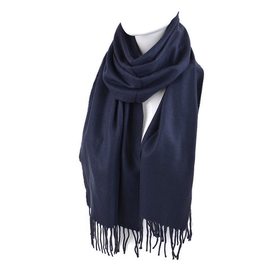 *Scarves - Unisex Solid Color Cashmere Feels Acrylic Scarves - Navy