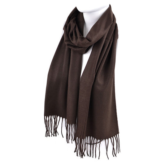 *Scarves - Unisex Solid Color Cashmere Feels Acrylic Scarves - Brown
