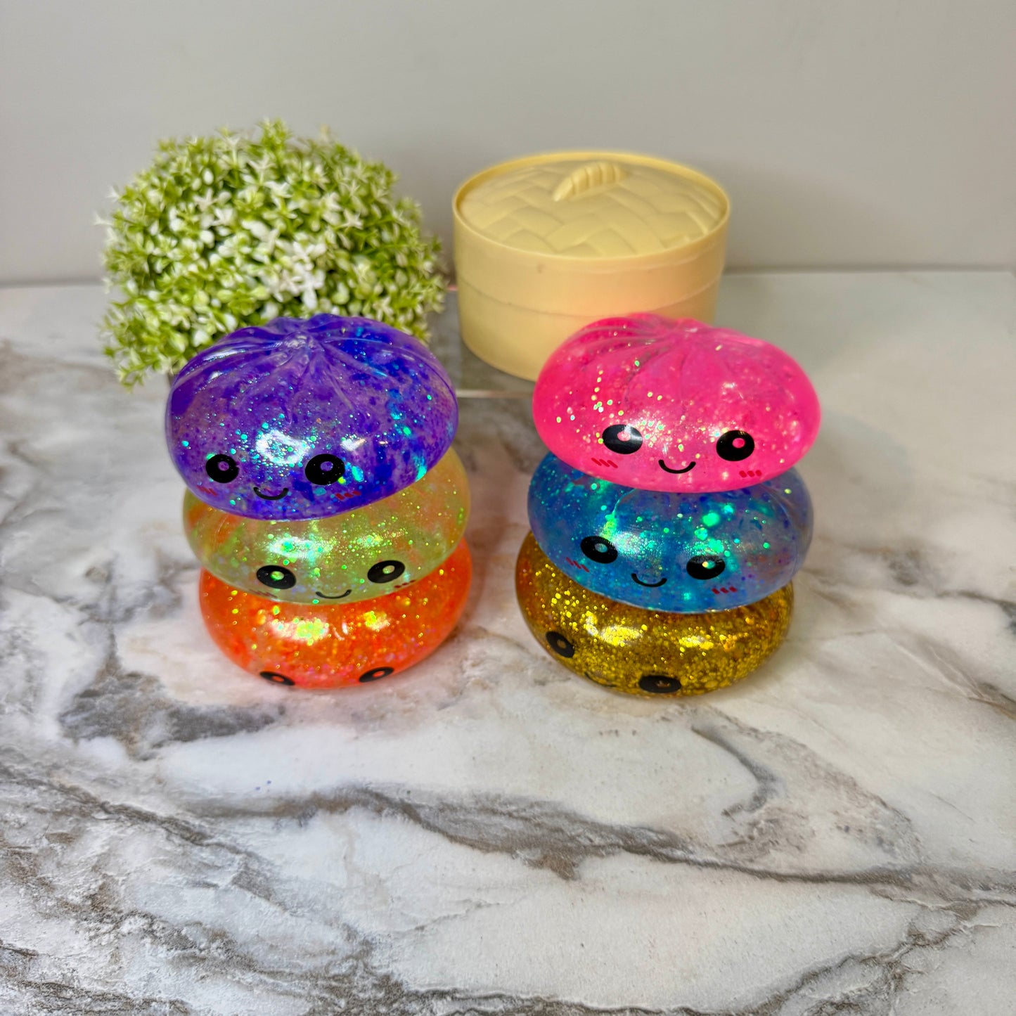 Squishy Toy - Viral Dumpling, Slow Rise Glitter - Orange
