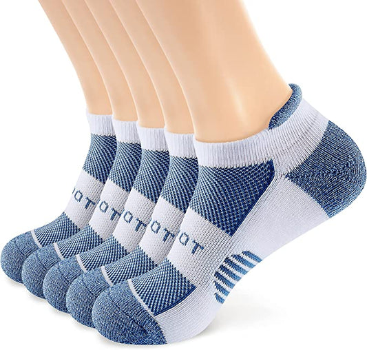 *MONFOOT Athletic Cushioned Heel Tab Ankle Socks For Men/Women - Royal Blue - Medium