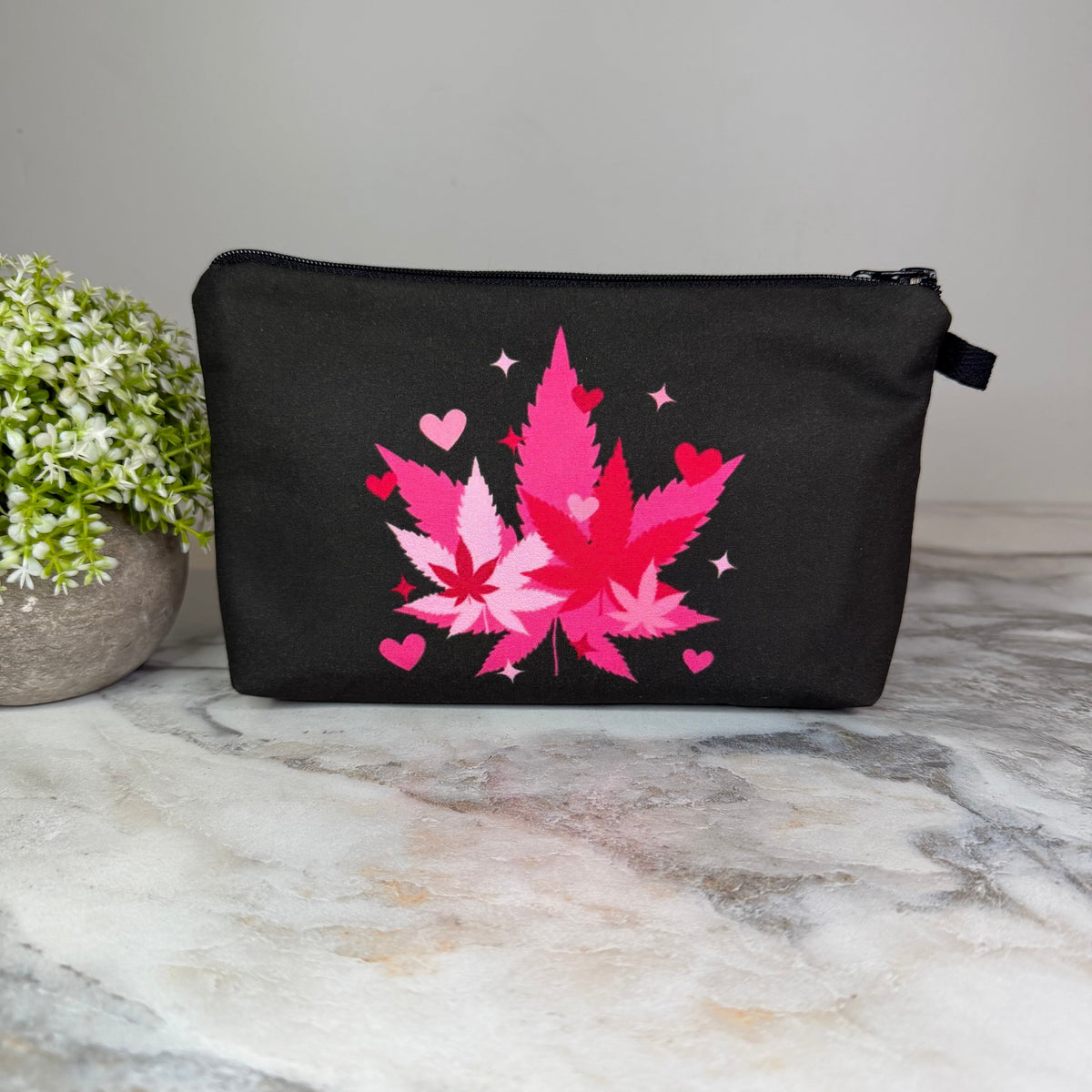 Pouch - Weed Leaves Pink