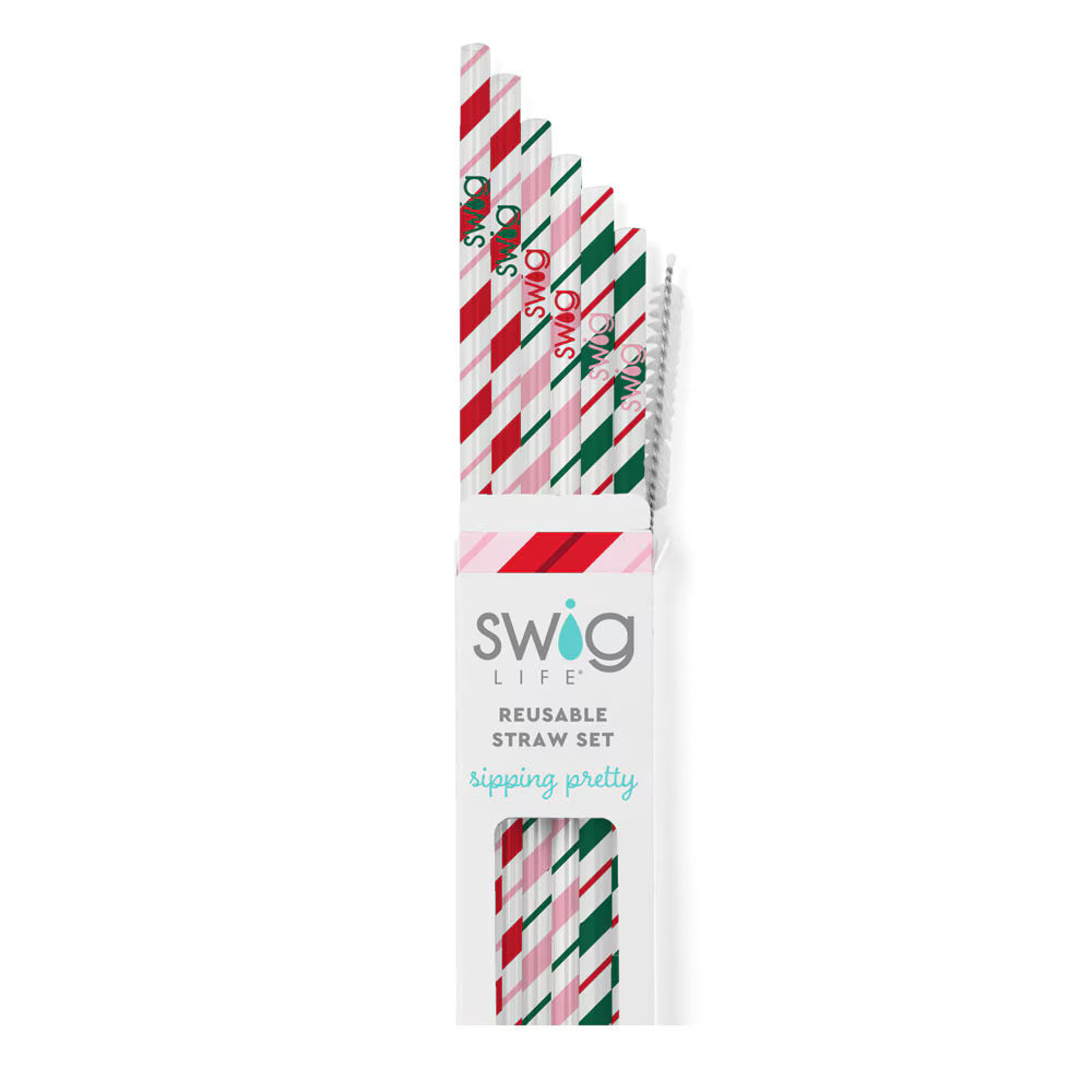 *SWIG Reusable Straw Set - Candy Cane Lane