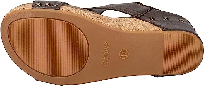 *Corkys Womens Carley Casual Sandals Mid Heel 3" - Chocolate Smooth