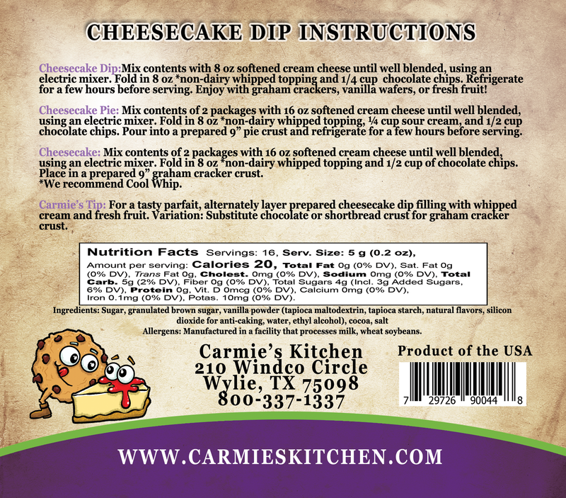*Carmie's Kitchen - Cheesecake Mix - Chocolate Chip Cookie Dough