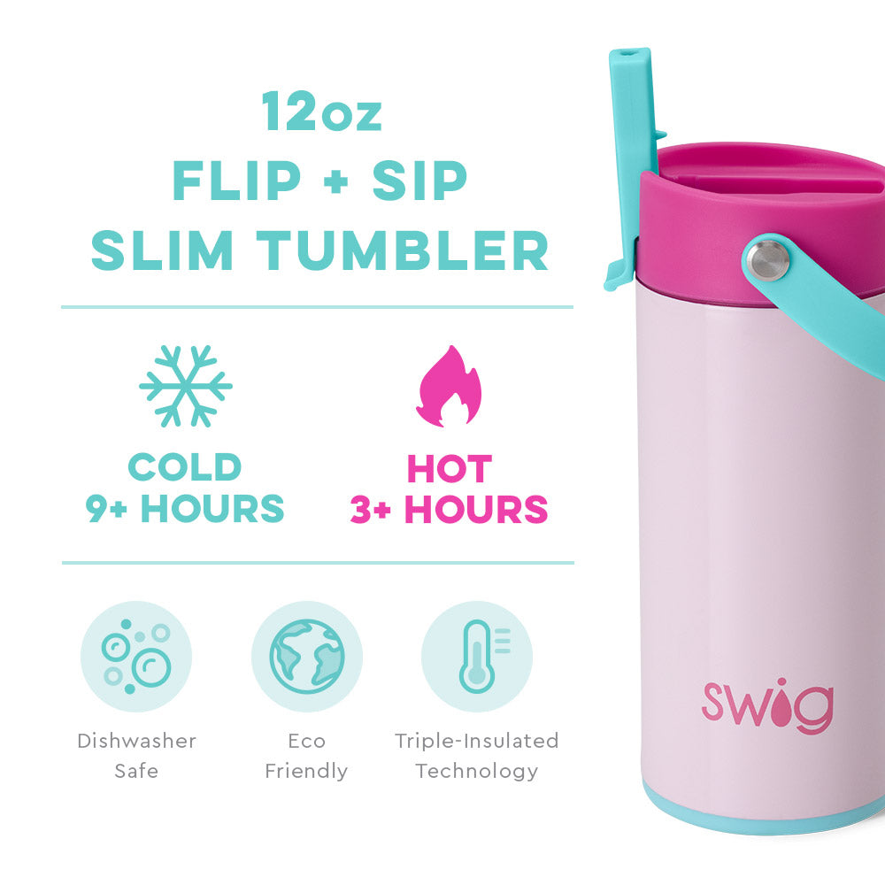 *SWIG for Kids Cotton Candy Flip + Sip Slim Tumbler (12oz)