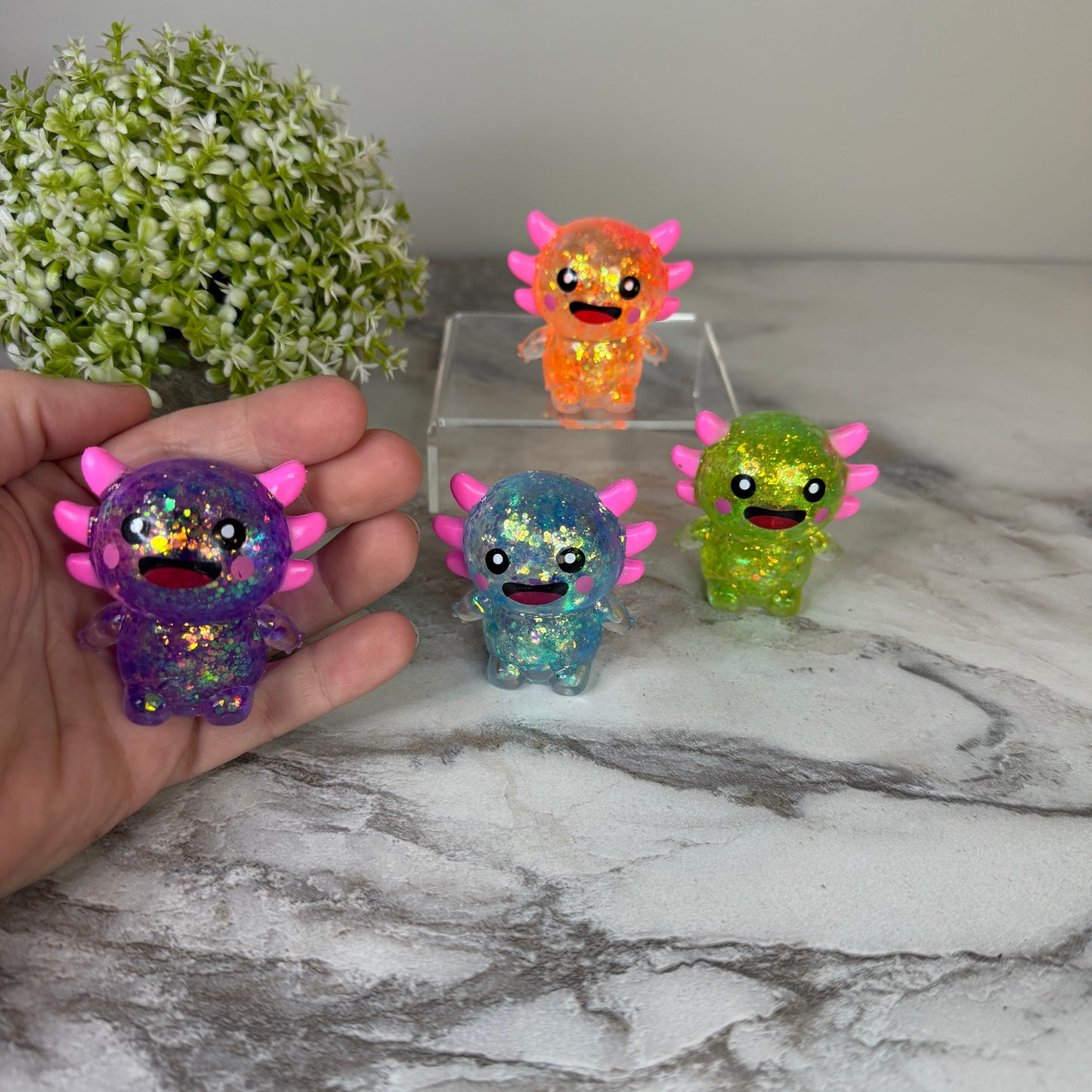 *Squishy Toy - Baby Axolotl Glitter