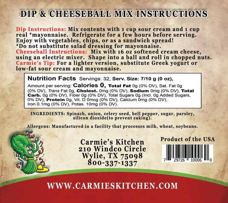 *Carmie's Kitchen - Dip Mix - Fiesta Spinach