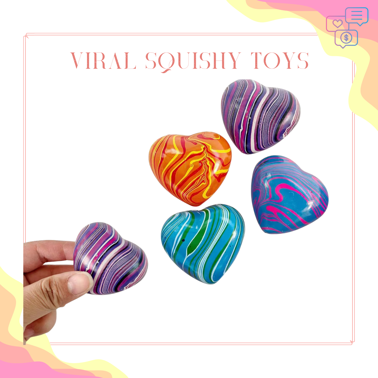 Squishy Toy - Heart, Marble - PREORDER