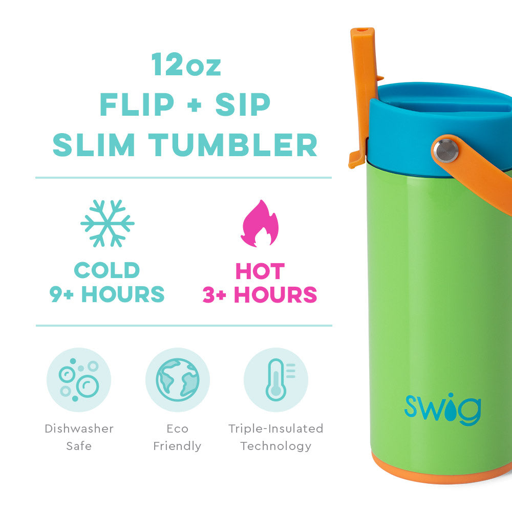 *SWIG for Kids Lime Slime Flip + Sip Slim Tumbler (12oz)