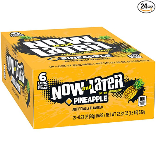 *Now and Later - Original Taffy Chews Candy, Pineapple, 0.93 Ounce (Pack of 24)