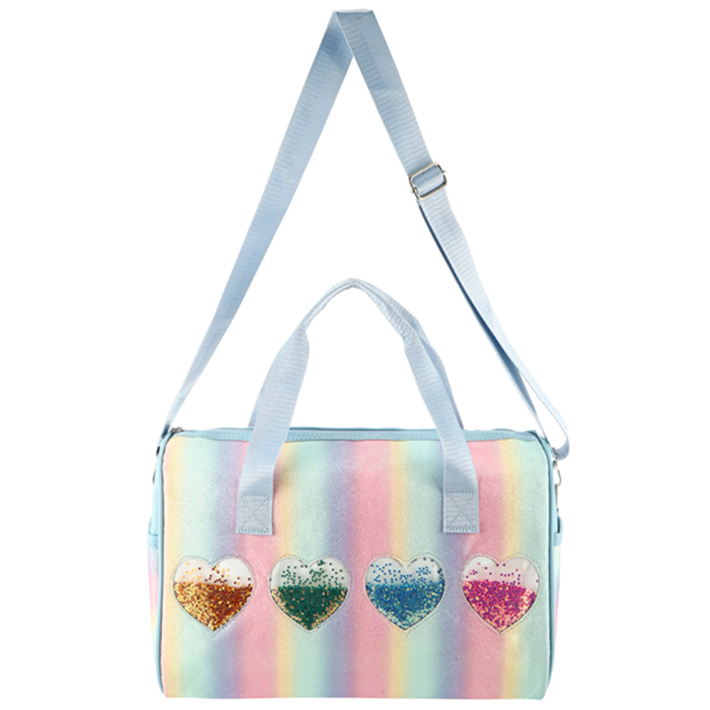 *Handbag - Rainbow Heart Glitter Tote Crossbody Bag