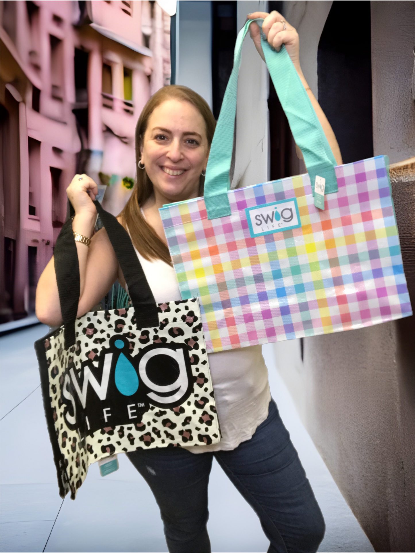 *SWIG Tote Bag - Luxy Leopard Logo Laminated
