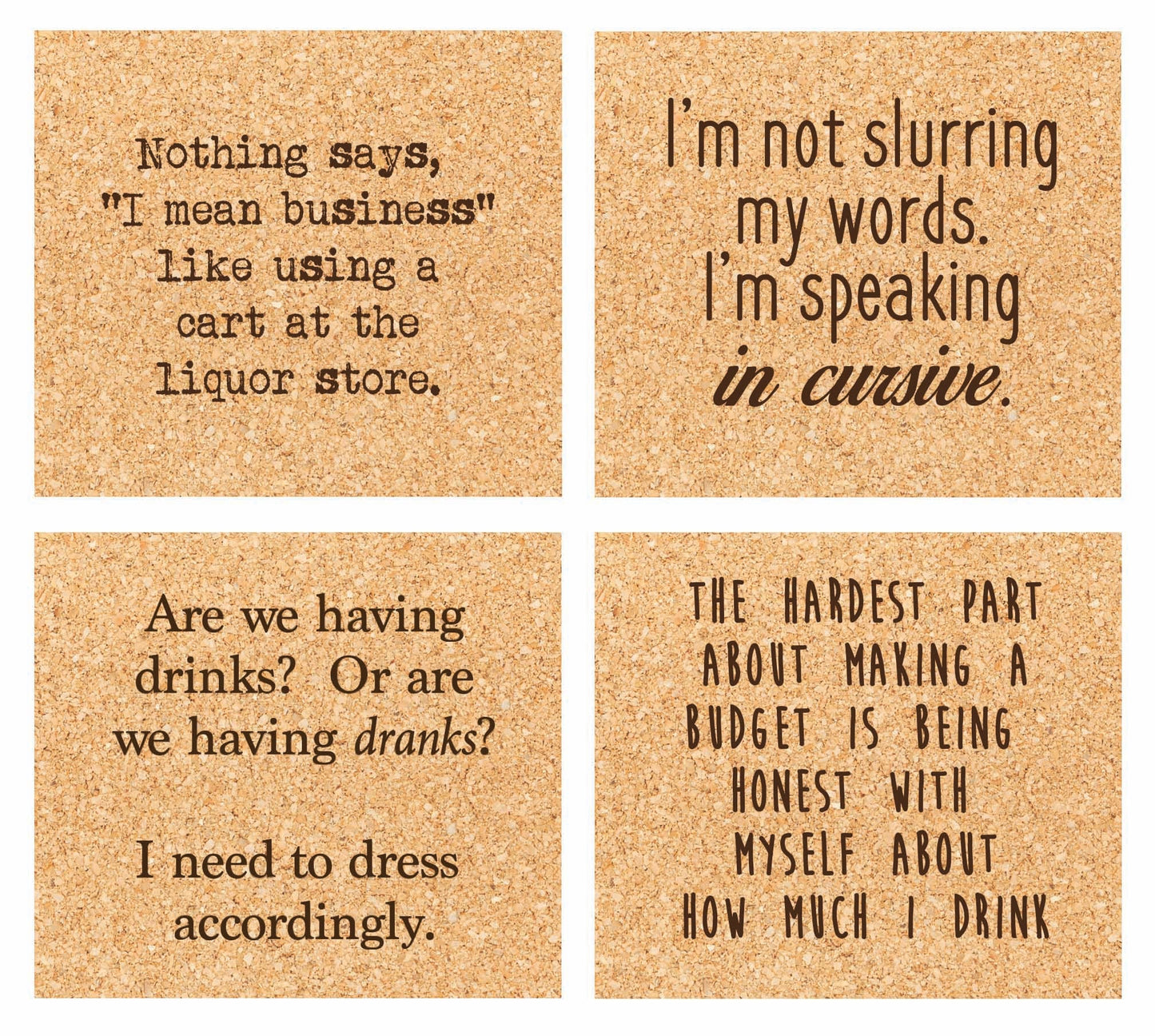 *Cork Coaster Set - Boozy