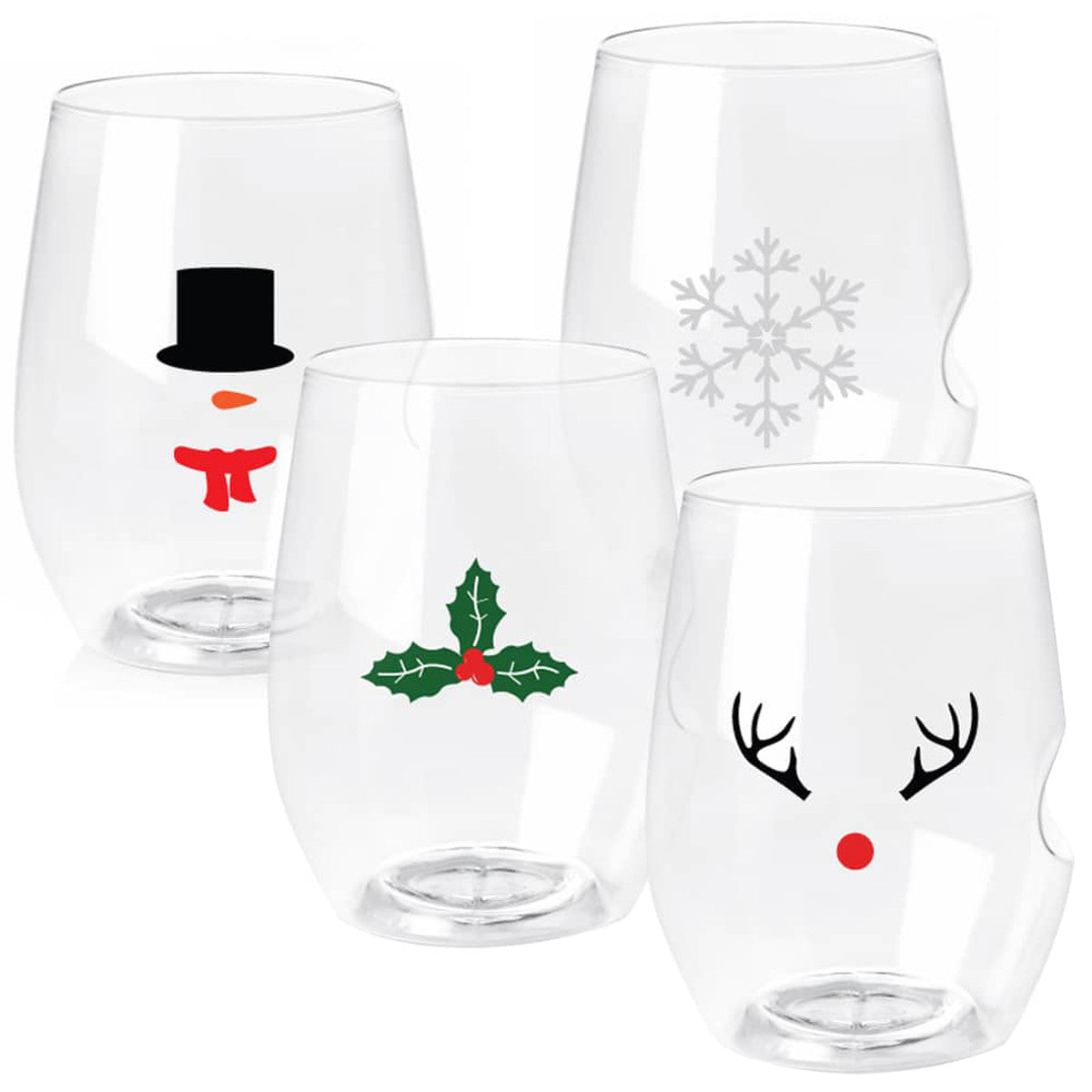 *Govino Flexible Shatterproof Reusable Wine Glasses | 16-oz Each | Holiday Icons