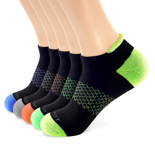 *MONFOOT Athletic Cushioned Ankle Tab 5 Pairs Assorted Black Socks - Medium