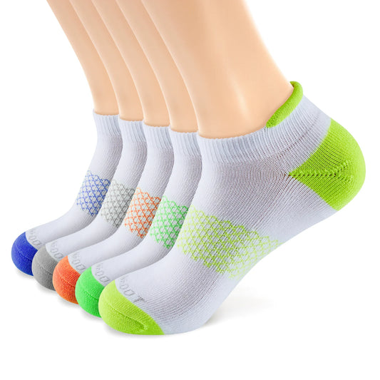*MONFOOT Athletic Cushioned Ankle Tab 5 Pairs Assorted White Socks - Medium