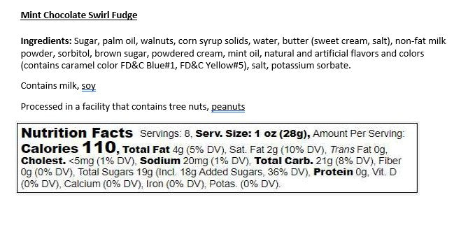 *Fudge - Mint Chocolate Swirl (1/2 lb Package)