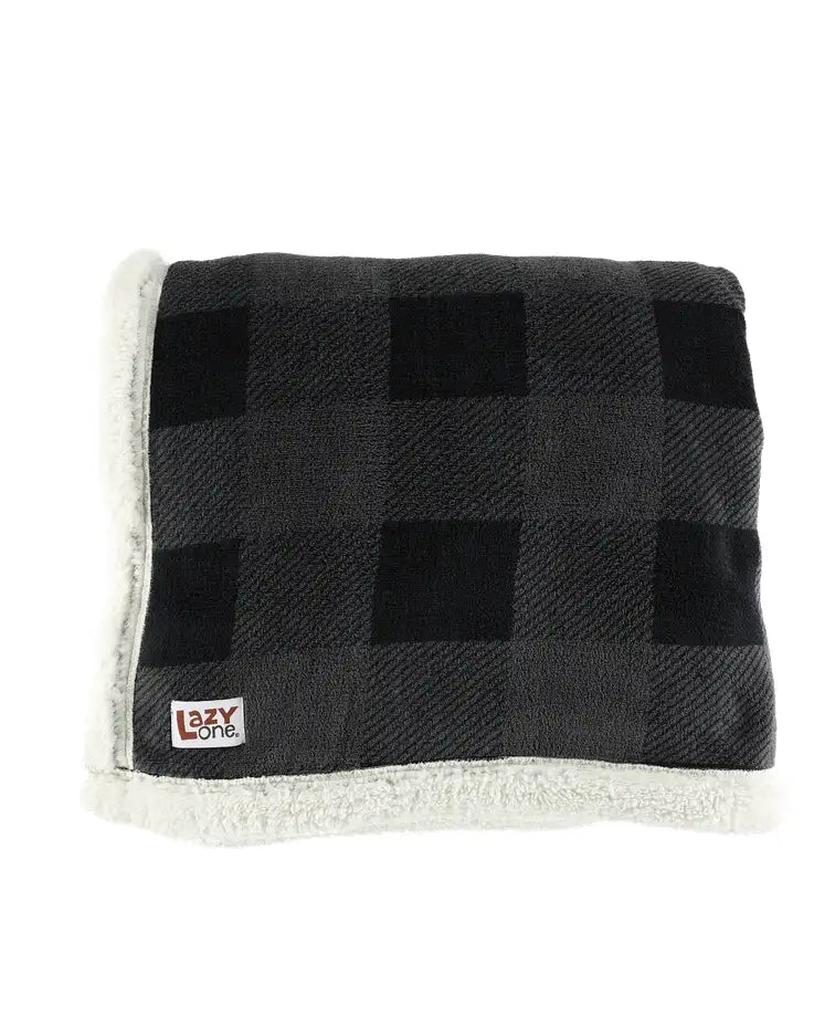 *Sherpa Blanket - Grey/Black Plaid