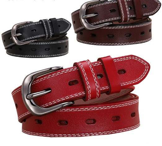 *Double Stitch Perforated Women's Belt