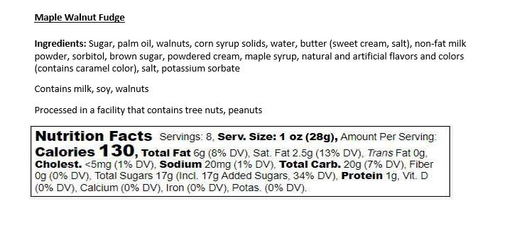 *Fudge - Maple Walnut (1/2 lb Package)