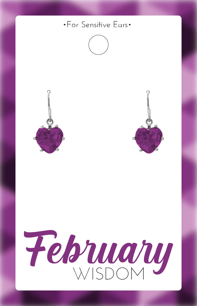 *Earrings - Birthstone Silver Heart Dangle