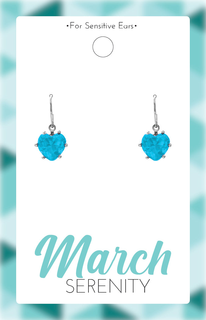 *Earrings - Birthstone Silver Heart Dangle