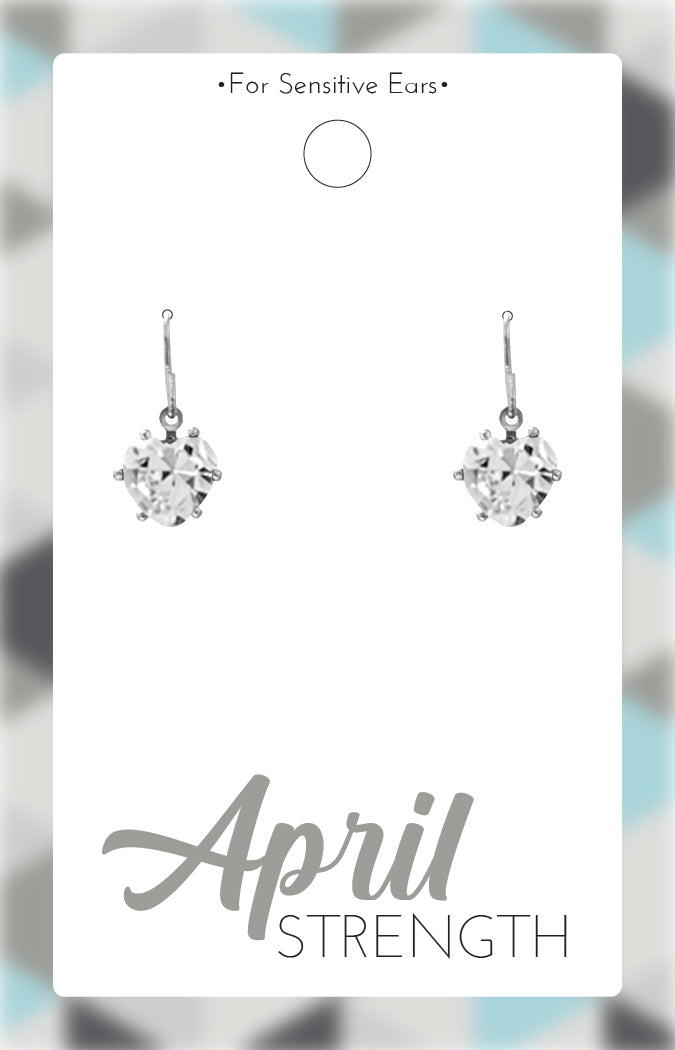 *Earrings - Birthstone Silver Heart Dangle
