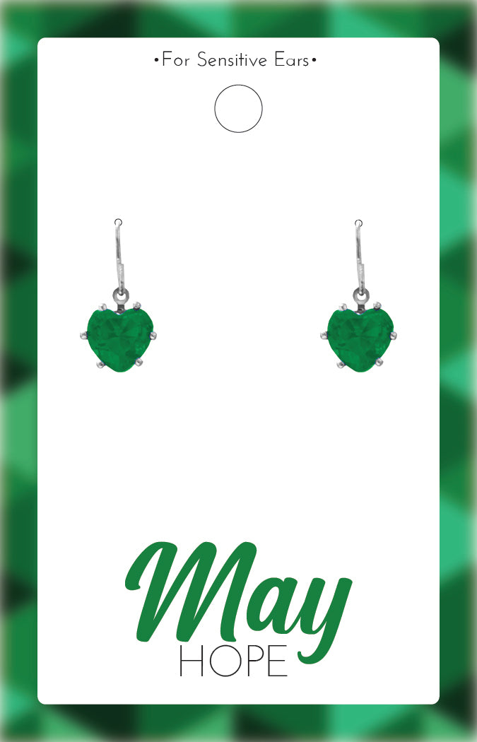 *Earrings - Birthstone Silver Heart Dangle