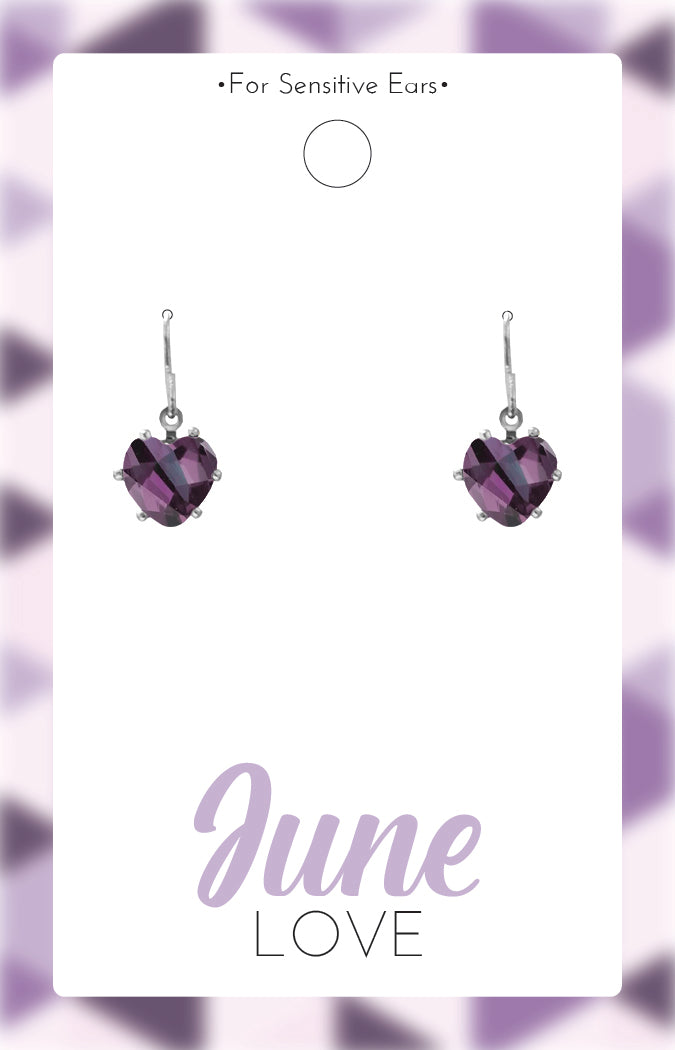 *Earrings - Birthstone Silver Heart Dangle