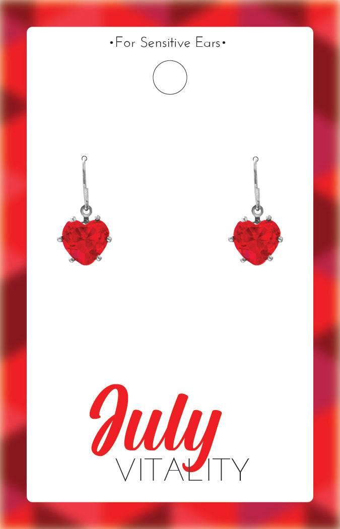 *Earrings - Birthstone Silver Heart Dangle