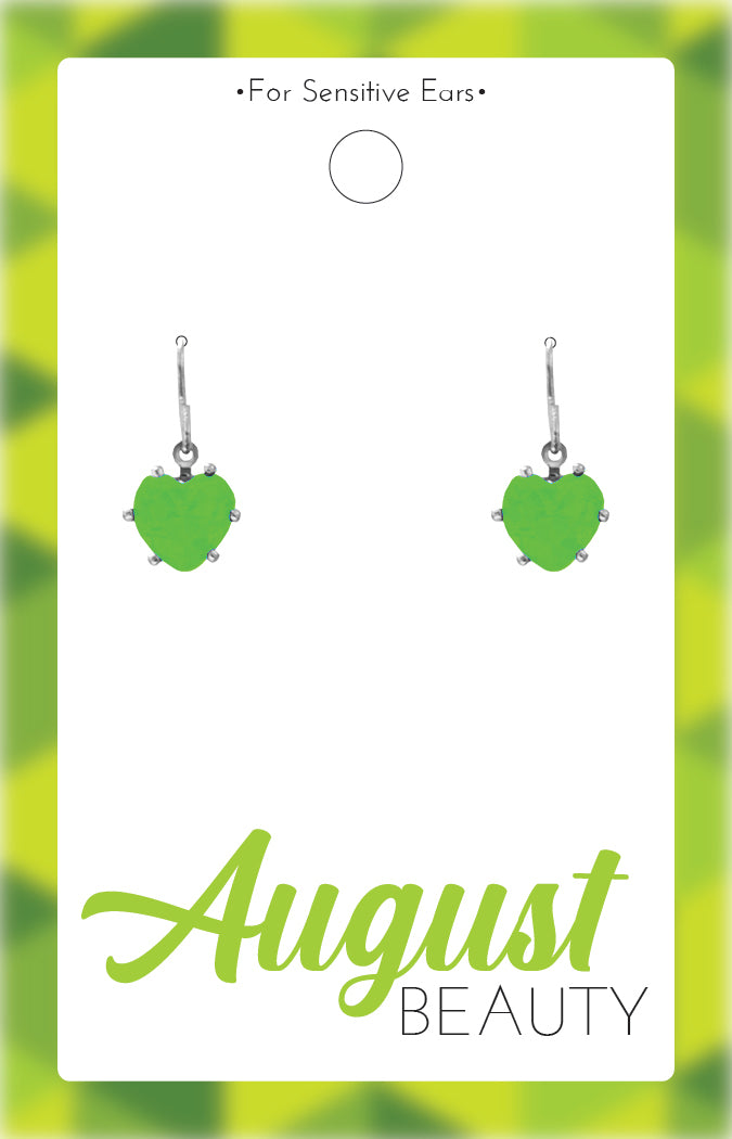 *Earrings - Birthstone Silver Heart Dangle