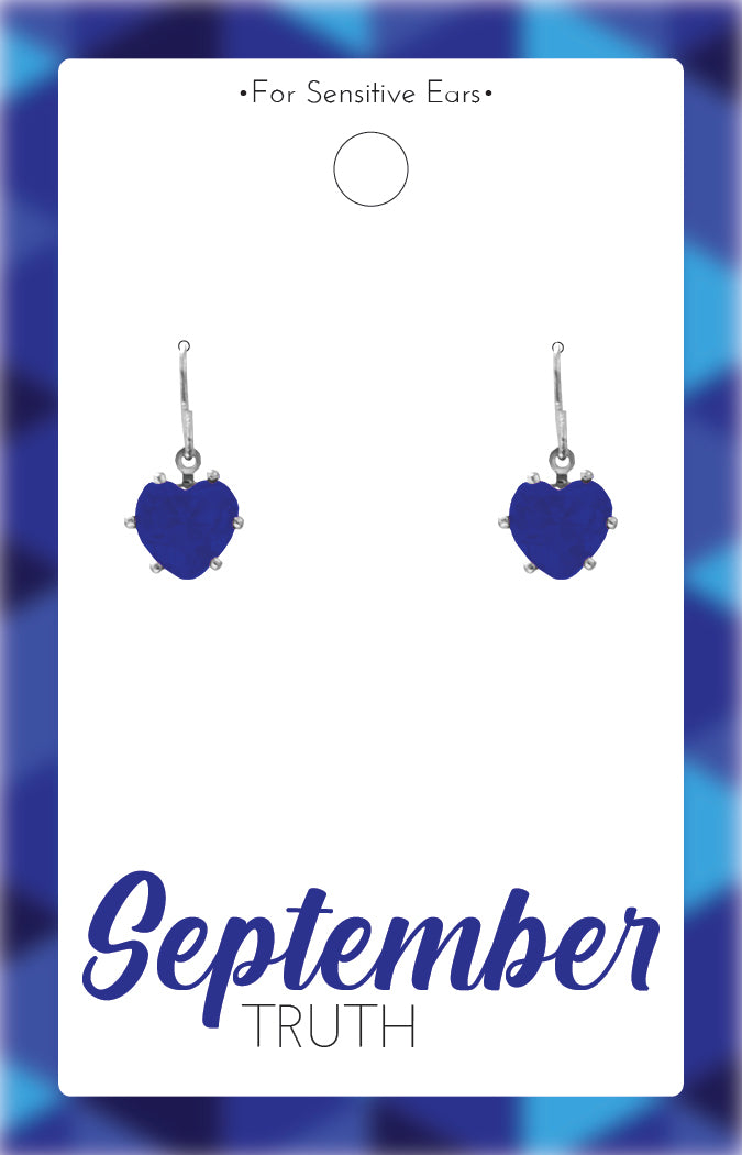 *Earrings - Birthstone Silver Heart Dangle
