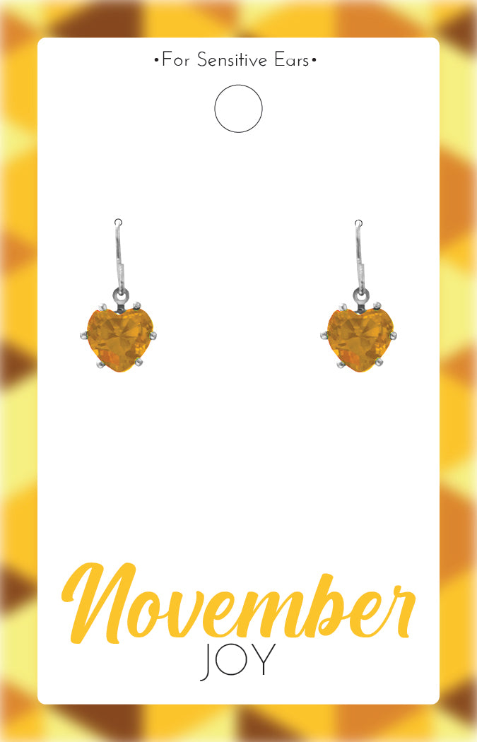 *Earrings - Birthstone Silver Heart Dangle