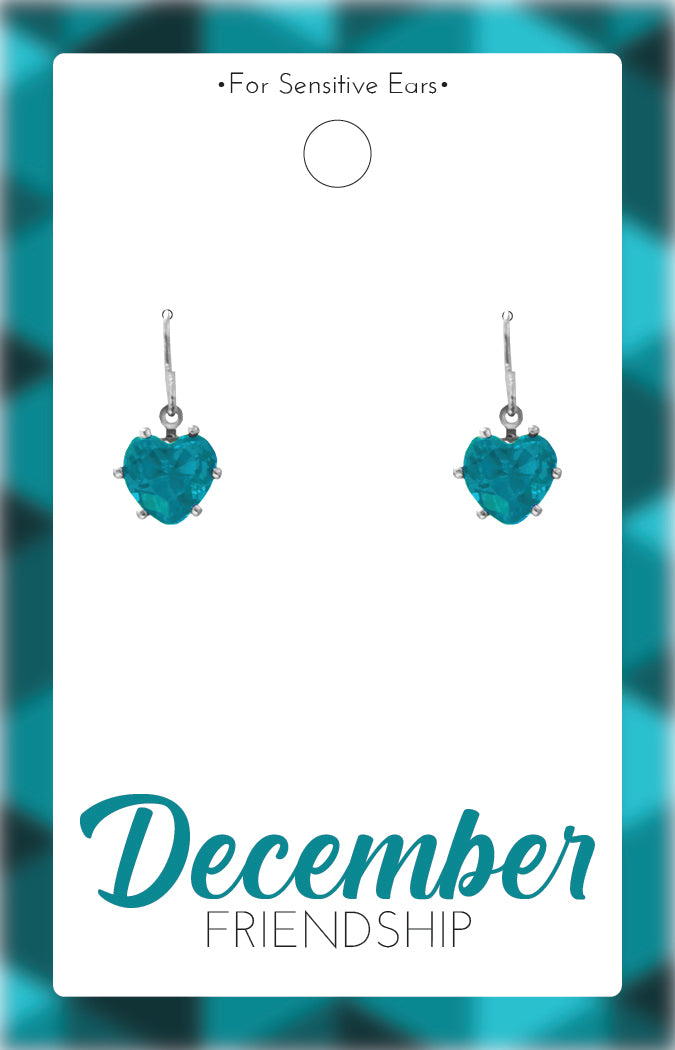*Earrings - Birthstone Silver Heart Dangle