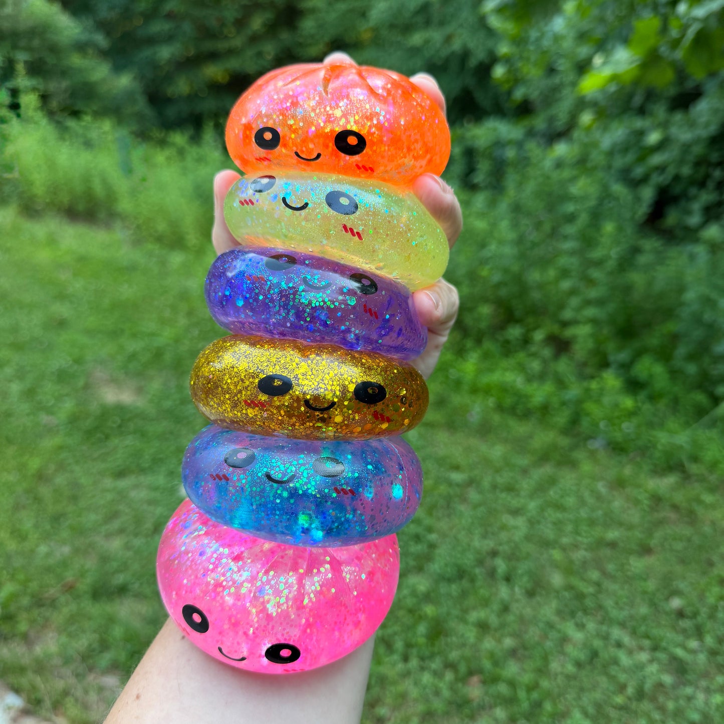 Squishy Toy - Viral Dumpling, Slow Rise Glitter - Orange