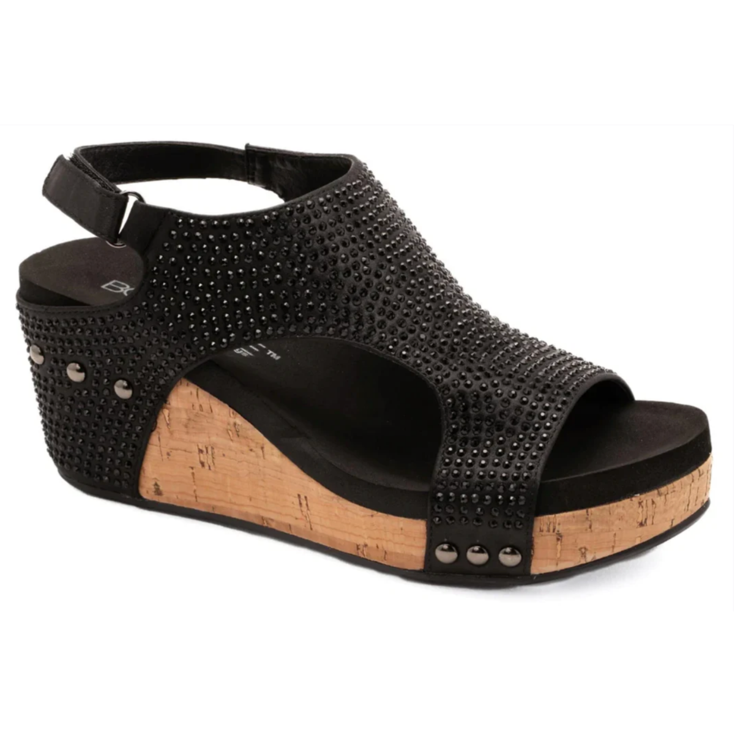 *Corkys Womens Carley Casual Sandals Mid Heel 3" - Black Crystals