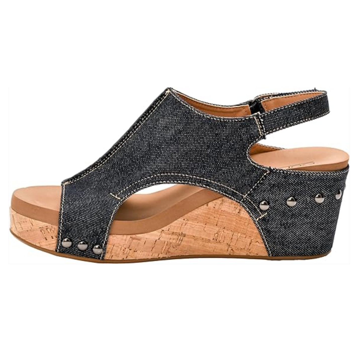 *Corkys Womens Carley Casual Sandals Mid Heel 2.5" - Denim