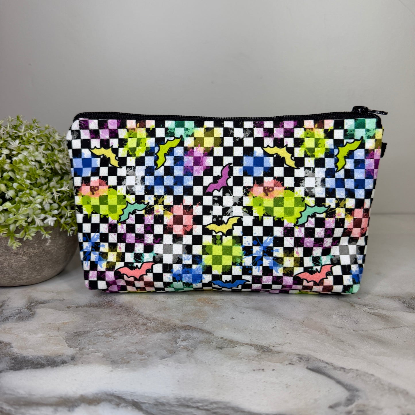 Pouch - Halloween Fall - Rainbow Bat Checker