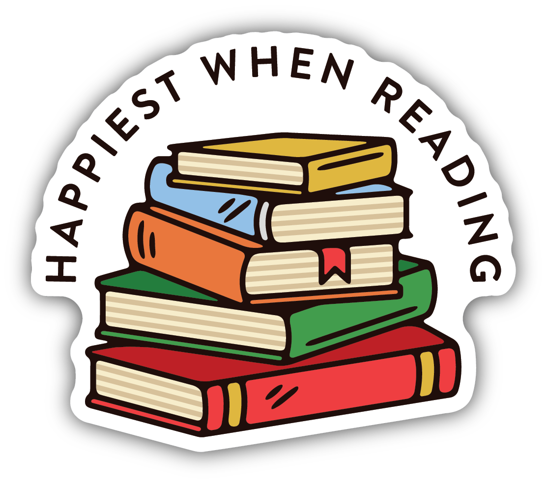 *Sticker - Happiest When Reading Book Stack