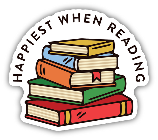 *Sticker - Happiest When Reading Book Stack