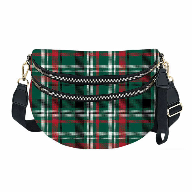 The Roni Nylon Crossbody - Green Plaid