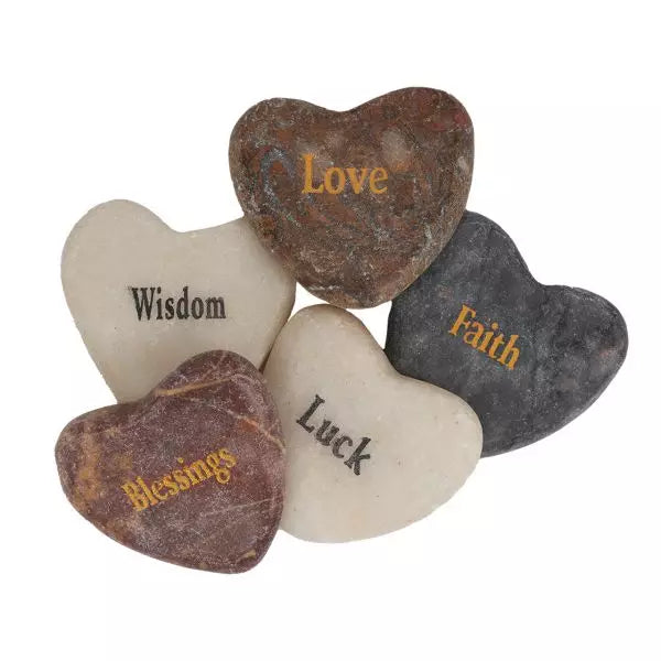 *Engraved Inspirational Marble Heart Stones