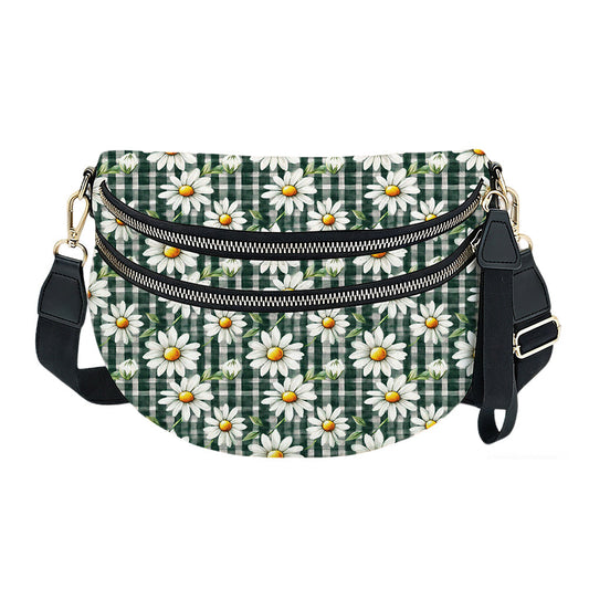 The Roni Nylon Crossbody - Green Olive Gingham Daisy Floral