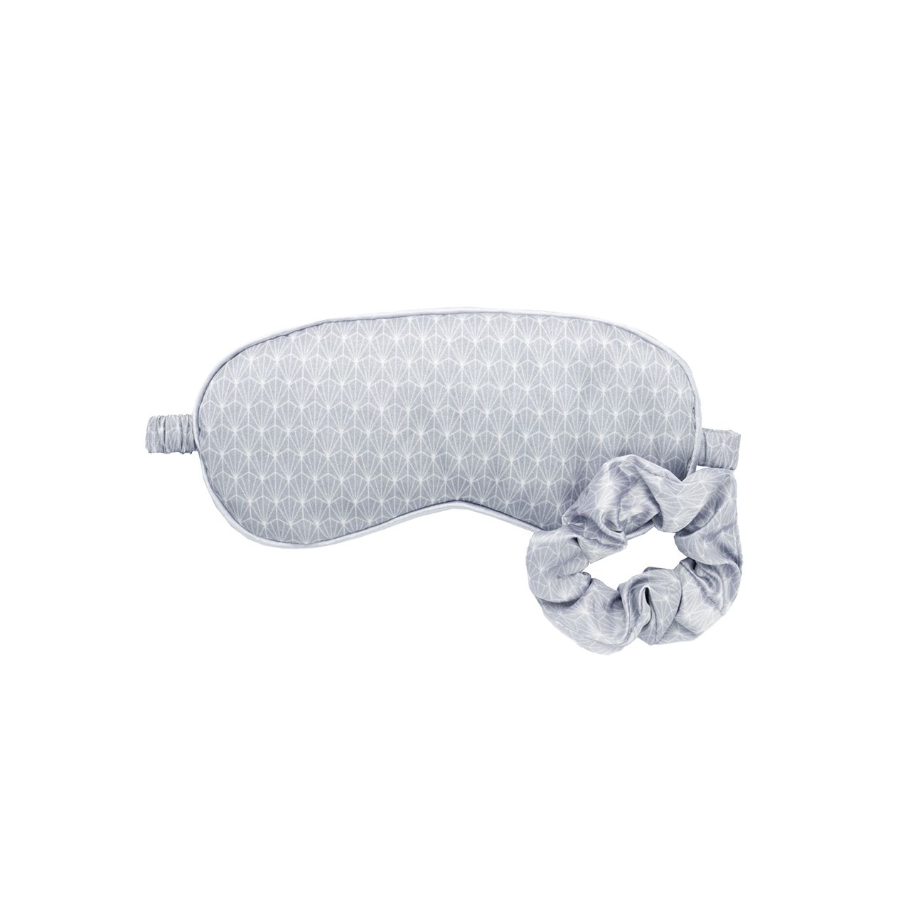 *Silky Satin Eye Mask & Scrunchie Set - Silver