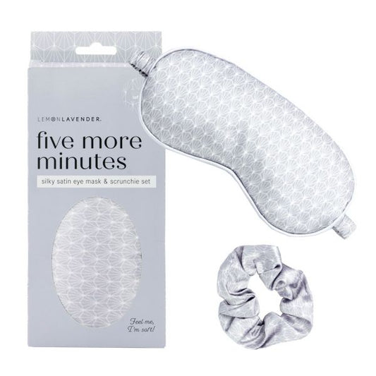 *Silky Satin Eye Mask & Scrunchie Set - Silver
