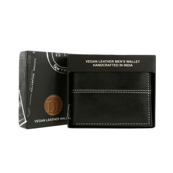 *Wallet - Men's Vegan Leather Bifold - Black