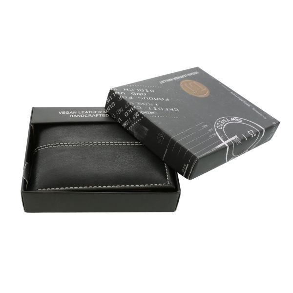 *Wallet - Men's Vegan Leather Bifold - Black