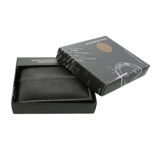 *Wallet - Men's Vegan Leather Bifold - Black